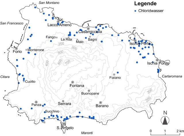 Grafik des Buches: Führer zu den Thermalwässern der Insel Ischia. Chlorid Wasser