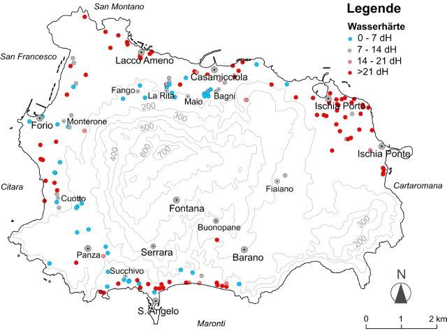 Grafik des Buches: Führer zu den Thermalwässern der Insel Ischia. Wasserhärte